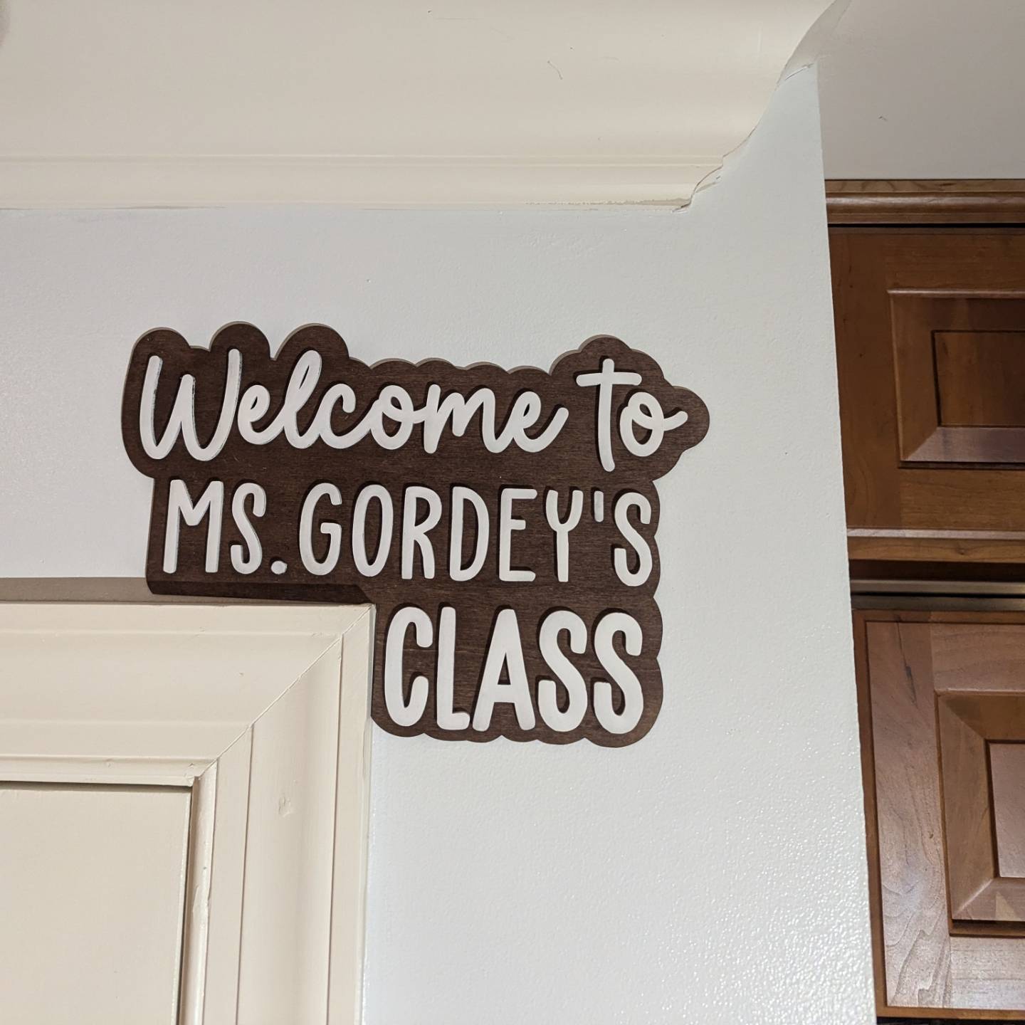 Welcome to Classroom corner of the door frame sign
